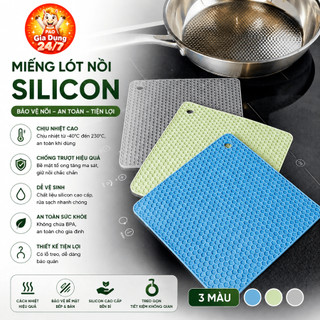 Combo 5 Miếng Lót Nồi Silicon Cách Nhiệt Chịu Nhiệt 200°C Chống Trượt - Tấm Lót Bếp Lót Ly 18x18cm