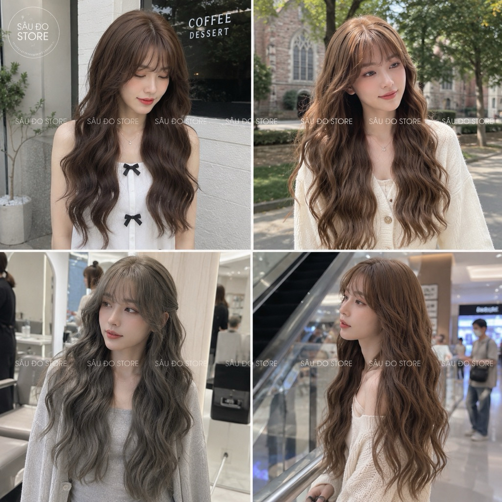 [HÀNG SIÊU CẤP TẶNG LƯỚI TRÙM] TÓC GIẢ NỮ NGUYÊN ĐẦU SÓNG XÙ CÓ DA ĐẦU ĐAN LƯỚI HOA THOÁNG KHÍ CỰC TREND SÂU ĐO STORE