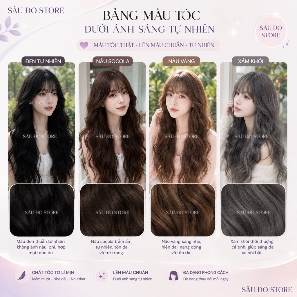 [HÀNG SIÊU CẤP TẶNG LƯỚI TRÙM] TÓC GIẢ NỮ NGUYÊN ĐẦU SÓNG XÙ CÓ DA ĐẦU ĐAN LƯỚI HOA THOÁNG KHÍ CỰC TREND SÂU ĐO STORE