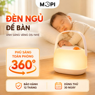 Đèn ngủ để bàn Mopi, đèn ngủ cho bé sơ sinh ánh sáng vàng, phủ sáng toàn phòng, giúp bé nhanh vào giấc