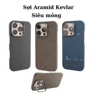 Ốp Lưng WIWU Aramid Armor Kevlar Cho IP16/17 Series - Siêu Nhẹ, Chống Sốc, Nắp Camera Kiêm Kệ Đỡ Đa Năng