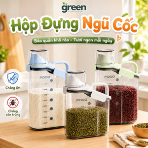 Hộp đựng bảo quản ngũ cốc các loại hạt có nắp kín chống ẩm, Bình đựng ngũ cốc kèm cốc đong tiện lợi