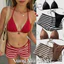 Set Bikini 3 Món Phối Quần Sọc Phong Cách Âu Mỹ