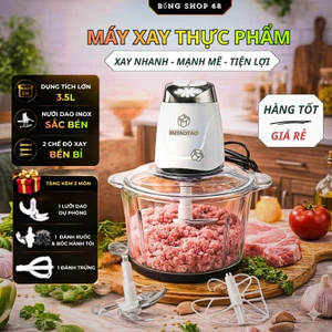Máy Xay Thực Phẩm Đa Năng Công Suất Lớn, Máy Xay Thịt, Đánh Ruốc 2 Chế Độ Lưỡi Dao Thép Cao Cấp Xay Nhanh - Mạnh Mẽ
