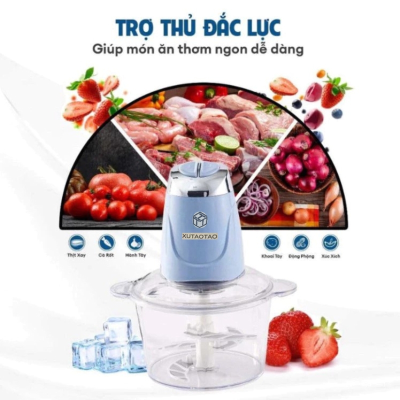 Máy Xay Thực Phẩm Đa Năng Công Suất Lớn, Máy Xay Thịt, Đánh Ruốc 2 Chế Độ Lưỡi Dao Thép Cao Cấp Xay Nhanh - Mạnh Mẽ