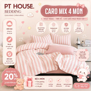 Bộ Chăn Ga Gối Cotton Đũi Caro Mix Color Kẻ Sọc Pastel Đáng Yêu - Set Đũi 4 Món Cao Cấp Decor Phòng Ngủ Vintage Hàn Quốc