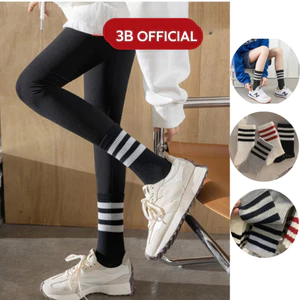 Tất cổ cao nam nữ cotton pha kẻ ngang pha trắng xám đen 3B phong cách thời trang [ Cổ cao kẻ ngang ]