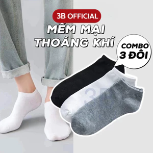 Tất lười nam nữ chất cotton 3B thấm hút mồ hôi, chất cotton pha- [Tất lười 3 đôi]