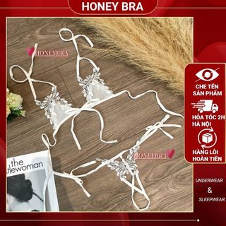 Bộ Đồ Lót Nữ Quyến Rũ DL13 HoneyBra - Ren Hoa Thủ Công Lọt Khe Sexy, Đồ Lót Gợi Cảm Hot Trend