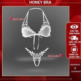 Bộ Đồ Lót Nữ Quyến Rũ DL13 HoneyBra - Ren Hoa Thủ Công Lọt Khe Sexy, Đồ Lót Gợi Cảm Hot Trend