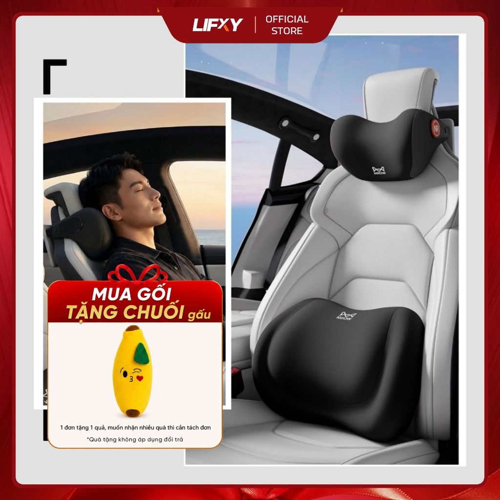 Gối tựa ô tô công thái học cao cấp, Cao su non Memory Foam mềm mại êm ái - The ComfyPrime LIFXY