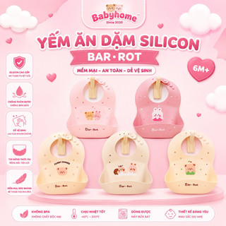Yếm silicone cao cấp BAR ROT, an toàn cho bé ăn dặm BLW, vệ sinh dễ dàng.