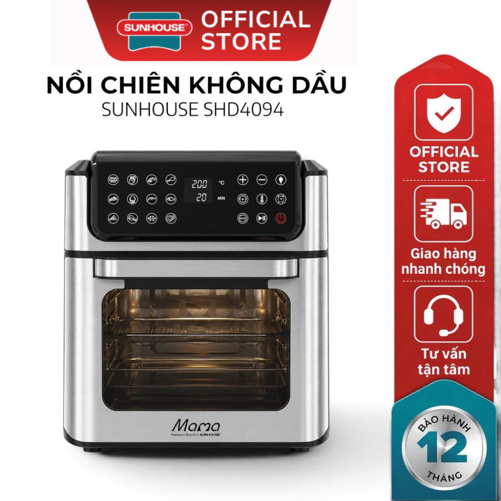 NỒI CHIÊN KHÔNG DẦU SUNHOUSE 12 LÍT SUNHOUSE MAMA SHD4094, SHD4098, SHD4026, SHD4062, SHD4030