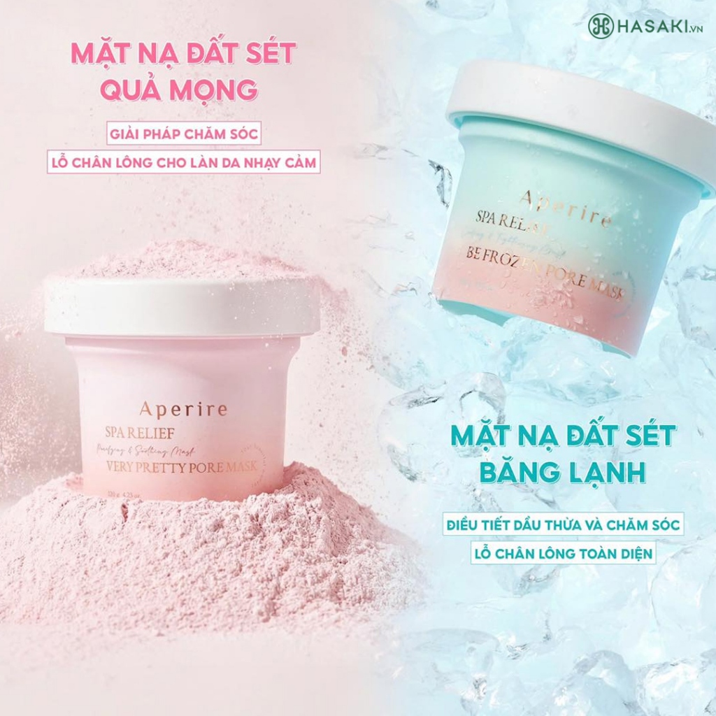 (Hàng Công TY) Mặt Nạ đất sét Aperire Spa Relief Pore Mask Sạch Sâu Dịu Da Kiềm Dầu 120g Vanilla Cosmetics