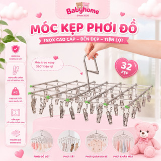 Móc chùm phơi đồ cho bé inox chính hãng Honper gấp gọn 35 kẹp