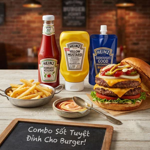 Combo 3 Sốt Burger Heinz — Mayonnaise + Mù Tạt Vàng + Tương Cà Chua Nhập Khẩu Mỹ — JAPAUS GOURMET