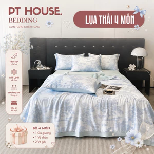 Set Chăn Ga Gối Lụa Vintage Cực Mịn Mát, Bộ Drap Giường Lụa Cao Cấp Cho Phòng Ngủ Decor