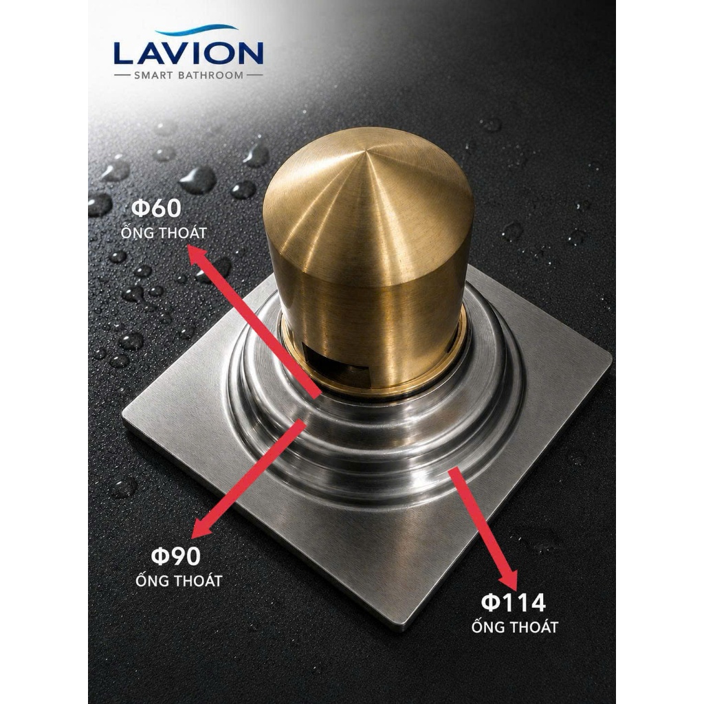 PHỄU THOÁT SÀN INOX 304 NGĂN MÙI, CHỐNG HÔI 2 NGĂN – THOÁT NƯỚC NHANH, KÍCH THƯỚC 12X12, 15X15
