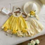 {HÀNG ODER} Set Bộ Bé Gái Hoa Hồng Vàng Vintage Cao Cấp – Áo Babydoll + Quần Bloomers / Sam Sứa kids