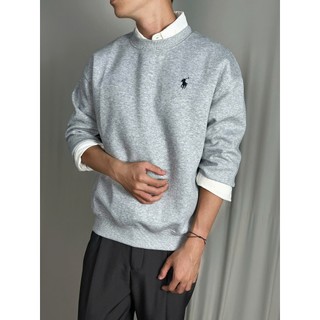 Áo Sweater Nam Phom Rộng Nỉ Chân Cua Form Regular Basic Thêu Hoạ Tiết Phong Cách Hàn Quốc