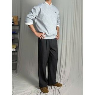 Áo Sweater Nam Phom Rộng Nỉ Chân Cua Form Regular Basic Thêu Hoạ Tiết Phong Cách Hàn Quốc