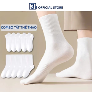 Tất trắng cổ cao trung ngắn 3B thể thao nam nữ nhiều size- Sỉ tất toàn quốc