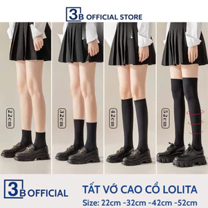 Tất vớ cao cổ 3B phong cách Hàn Quốc tất bắp đùi 2 màu đen trắng, chất Cotton nhiều size[Ảnh thật]