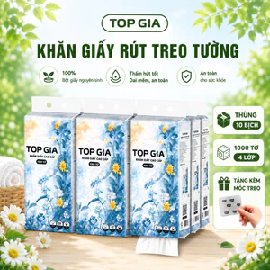 Khăn Giấy Rút Đáy Mộc An TopGia bột giấy thiên nhiên, mềm mại an toàn cho sức khỏe