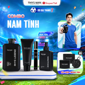 Combo Sữa tắm gội nam 3in1 & Sữa rửa mặt nam 100ml & Dung dịch vệ sinh 100ml & Nước hoa nam RHYS MAN