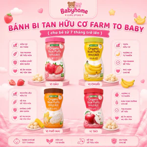 Bánh Gạo Ăn Dặm Hữu Cơ FARM TO FAMILY ORGANIC RICE PUFFS Hộp Tròn Hàn Quốc Cho Bé 6M+