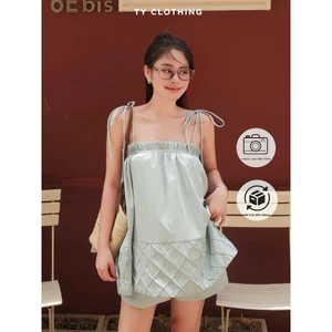 Set áo dây ngắn Babydoll Xanh Mint - Hàng Thiết Kế - TY CLOTHING