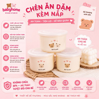 Hũ , chén Sứ Hàn Đựng Đồ Ăn Dặm Nắp Silicon Cho Bé Phong Cách Hàn Quốc 250ml, Bát Sứ Ăn Dặm In Hình Họa Tiết Ngộ Nghĩnh