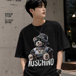 100% Cotton Áo Thun Unisex Nam Nữ MOSCHINO Gấu Thời Trang Cao Cấp