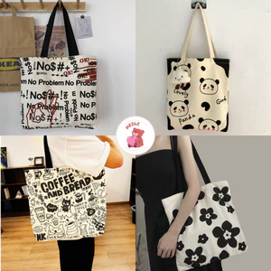 Túi Vải Canvas Gấu Lớn Túi Tote Đi Học Dạo Phố Dễ Thương MEILI STORE