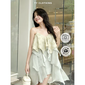 Đầm dây BabyDoll Tua Rua Xanh Mint - Hàng Thiết Kế - TY CLOTHING