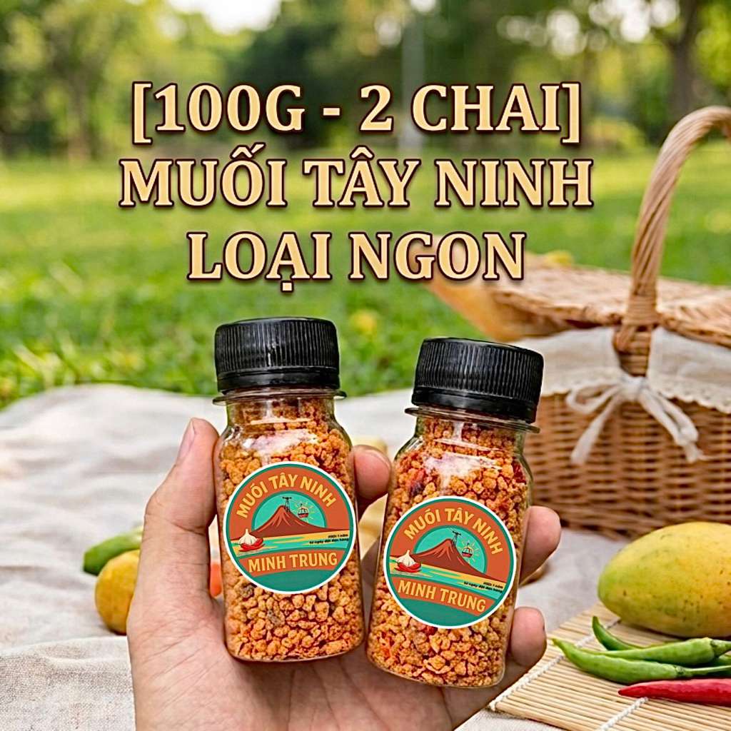 [100G - 2 Chai] Muối Tây Ninh loại Ngon - Muối Tây Ninh Minh Trung (2 Chai 50gam Muối Tây Ninh)