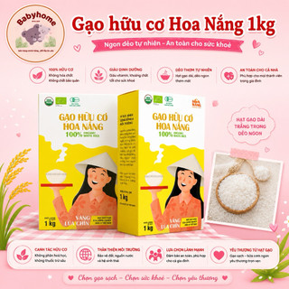 Gạo st25 hữu cơ Hoa Nắng vàng lúa chín nấu cháo cơm cho bé ăn dặm hộp 1kg