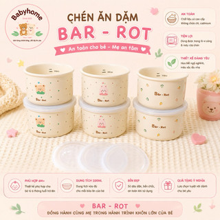 Bát Ăn Dặm SỨ Cho Bé BARROT Ceramic Bowl Hoạ Tiết Đáng Yêu Có Nắp Silicon Chống Tràn babyhome