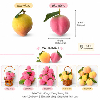 Trái Đào Tiên Hồng/ Vàng trang trí | Trái Cây Nhựa foam, Trái Cây trang trí, Trái Cây Mô Hình