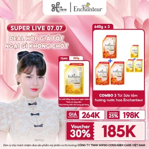 Tặng túi 450g - COMBO 3 Túi Sữa tắm hương nước hoa Enchanteur Glamour/ Charming 640g x 3