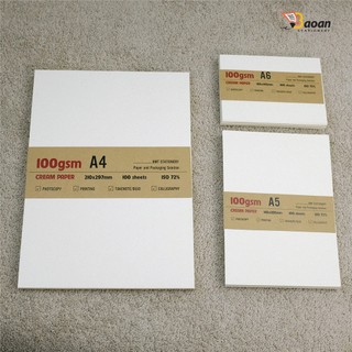 Giấy Fort Kem 100gsm Cắt Sẵn A4/A5 Fit/A6 Fit - Xấp 100 Tờ - Giấy In, Làm Planner, Bullet Journal, Sketch, Ghi Chép