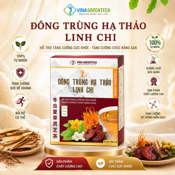 Trà Đông Trùng Hạ Thảo Linh Chi VinaGreentech 30 gói Kết Hợp Đông Trùng Hạ Thảo Và Linh Chi