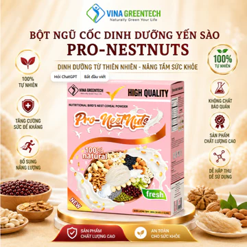 Bột Ngũ Cốc Dinh Dưỡng Yến Sào Pro-NestNuts VinaGreentech Hộp 30 Gói Ngũ Cốc Hạt Dinh Dưỡng Thơm Ngon Dễ Uống