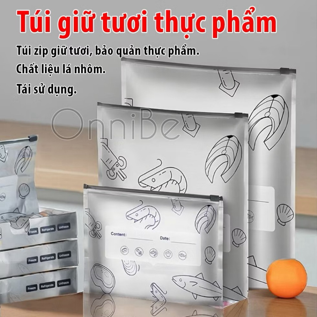 Sét 10 Túi Giữ Tươi Thực Phẩm,Có Khoá kéo bằng Lá Nhôm,Dày Có Thể Tái Sử Dụng - Túi Zip Bạc Bảo Quản Thực Phẩm