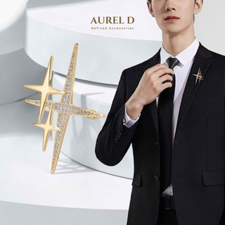 Ghim Cài Áo Vest Aurel D Sao Băng Đính Đá CZ Thanh Lịch Cho Nam và Nữ Quà Tặng Thanh Lịch