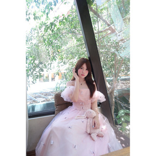 Váy Hồ Điệp Hồng Pastel Dài Tiểu Thư DamibyQuynh