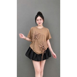 Áo thun bigsize nữ phối hoa 3D dây rủ đẹp, form rộng che khuyết điểm, dễ thương  năng động 50-92kg A292