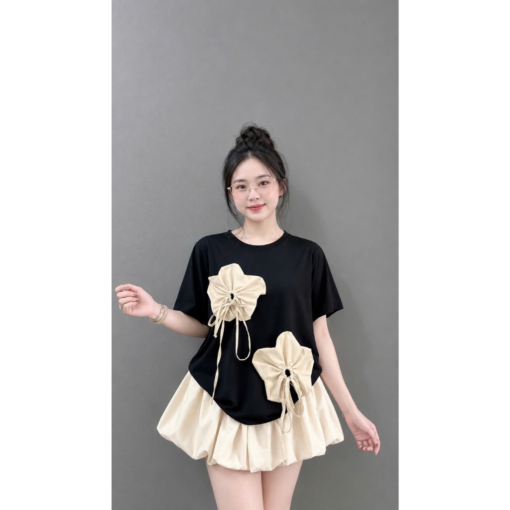 Set áo thun from rộng kết hơp chân váy Bigsize nữ, phong cách nữ tính, thanh lịch, phù hợp mặc đi chơi-A292+CV413