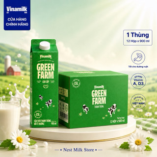 [Chỉ Giao HCM] Sữa Tươi Thanh Trùng Vinamilk Green Farm Rất Ít Đường 900ml - Thùng 12 Hộp