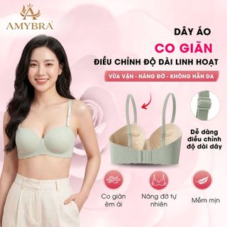 Áo Ngực Su Kẻ Sọc Cúp Ngang – Áo Lót Nữ Không Gọng Mút Bàn Tay Nâng Đỡ Tự Nhiên AMYBRA A5277